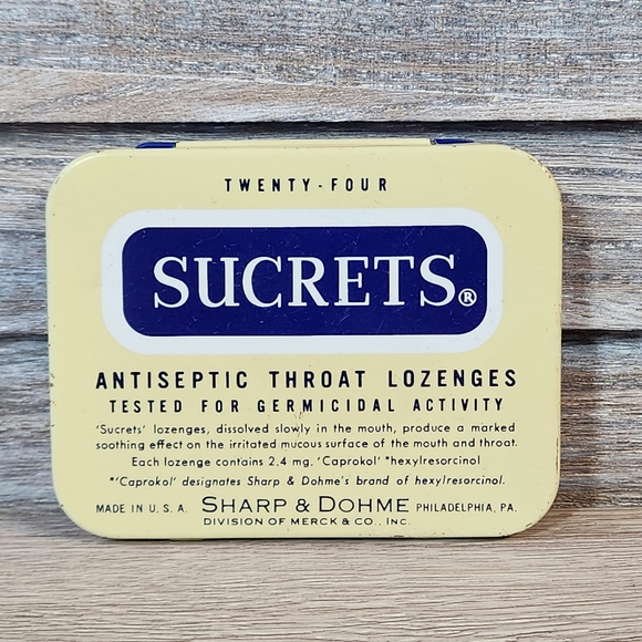 Vintage Sucrets Antiseptic Throat Lozenges Tin Only Empty - Picture 1 of 5